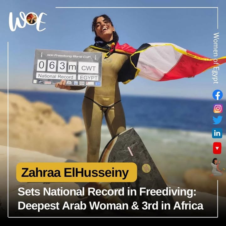 "Zahraa ElHusseiny تحطم الرقم القياسي الوطني في الغوص الحر - Women of Egypt"