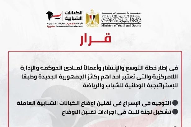 "الاتحاد المصري للكيانات الشبابية يوجه بالإسراع في تقنين أوضاع الكيانات وتشكيل لجان بالمحافظات"
