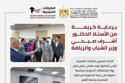 "الاتحاد المصري للكيانات الشبابية يهنئ د. وليد فهمي لحصوله على الدكتوراه من هندسة الأزهر"