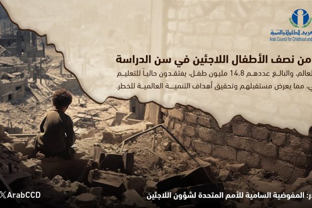 "أكثر من نصف الأطفال اللاجئين بلا تعليم رسمي.. تقرير المجلس العربي للطفولة والتنمية"