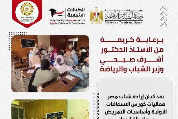 "برعاية وزير الشباب: الاتحاد المصري للكيانات الشبابية ينفذ كورس إسعافات أولية بأسوان"