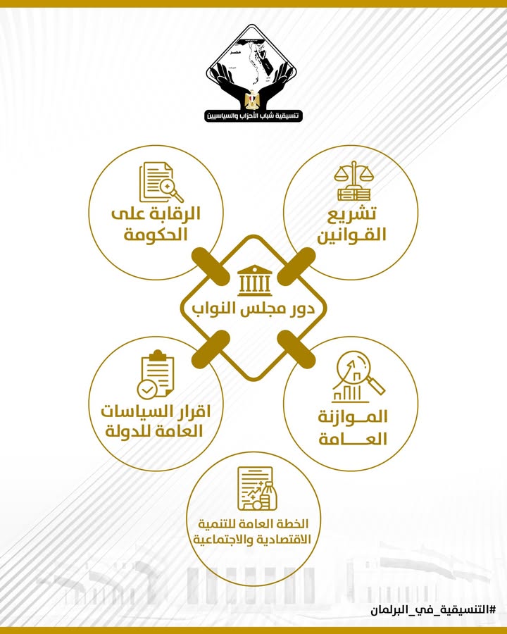 تنسيقية شباب الأحزاب والسياسيين: مجلس النواب يدعم العدالة بسيادة القانون ودوره الرقابي والتشريعي.