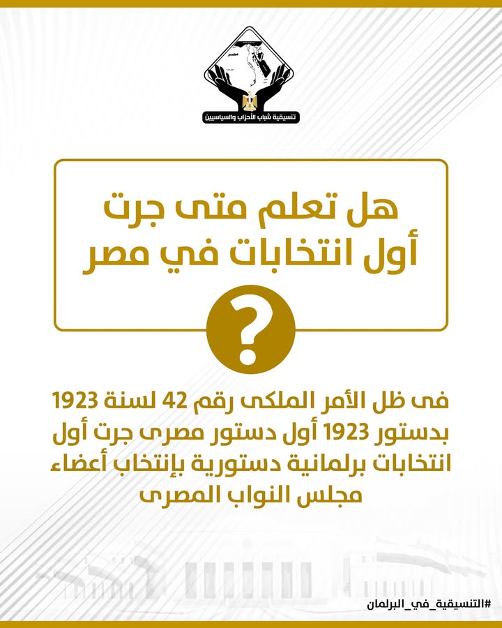 "هل تعلم متى جرت أول انتخابات في مصر؟ تنسيقية شباب الأحزاب والسياسيين توضح التفاصيل"